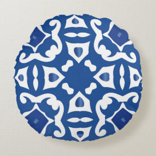 Coussins Ronds Carreaux en céramique azulejo portugal. p transpar