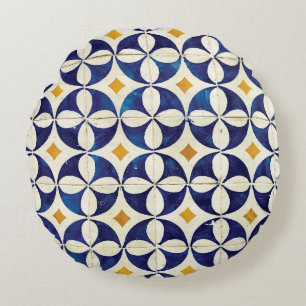Coussins Ronds Carreaux portugais - Azulejo Motif Design