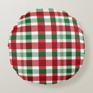 Coussins Ronds Carreaux Rouge Vert Blanc Joyeux Style Rustique Ma