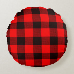 Coussins Ronds Carreaux rouges et blancs 