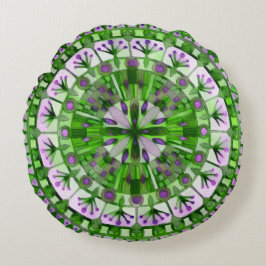 Coussins Ronds Carrelage en mosaïque Boho Gris vert -