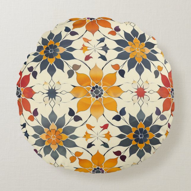 Coussins Ronds Carrelage floral d'automne (Devant)
