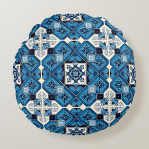 Coussins Ronds Carrelage méditerranéen, Portugais, Azulejo, Majol