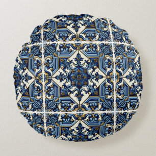 Coussins Ronds Carrelage méditerranéen, Portugais, Azulejo, Majol