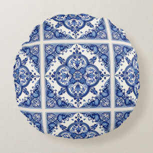 Coussins Ronds Carrelage méditerranéen, Portugais, Azulejo, Majol