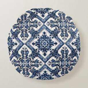 Coussins Ronds Carrelage méditerranéen, Portugais, Azulejo, Majol