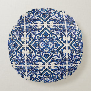 Coussins Ronds Carrelage méditerranéen, Portugais, Azulejo, Majol