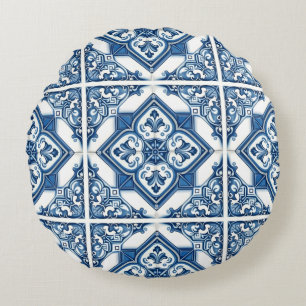 Coussins Ronds Carrelage méditerranéen, Portugais, Azulejo, Majol