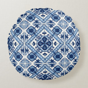 Coussins Ronds Carrelage méditerranéen, Portugais, Azulejo, Majol