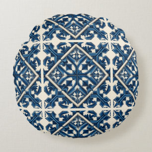 Coussins Ronds Carrelage méditerranéen, Portugais, Azulejo, Majol