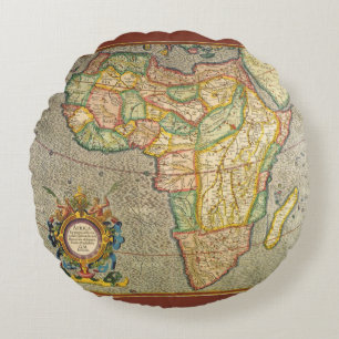 Coussins Ronds Carte antique du monde de Gerardus Mercator représ