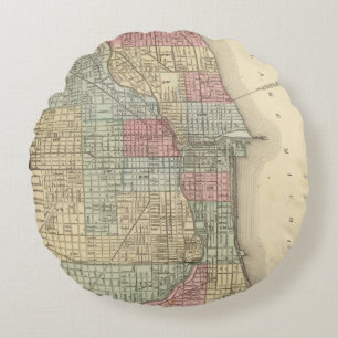 Coussins Ronds Carte de Chicago par Mitchell