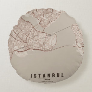 Coussins Ronds Carte de la ville d'Istanbul Turquie Notebook Desi