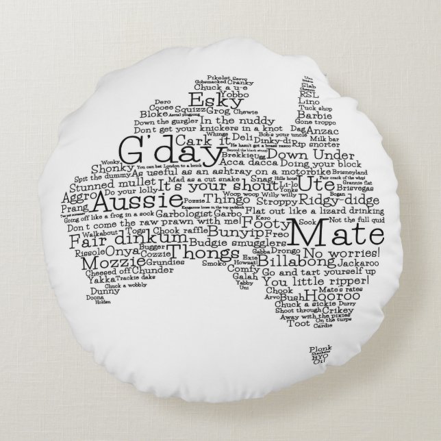 Coussins Ronds Carte de l'argot australien (Dos)