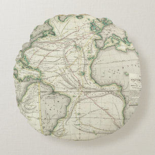 Coussins Ronds Carte de l'Océan Atlantique