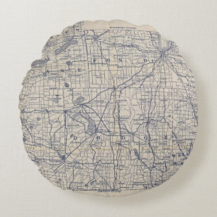 Coussins Ronds Carte de route de bicyclette du Wisconsin 4