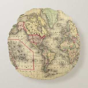 Coussins Ronds Carte du monde avec les routes maritimes des