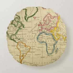 Coussins Ronds Carte gravée par monde