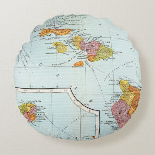 Coussins Ronds Carte : Hawaï, 1905