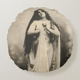Coussins Ronds Carte postale Déesse Ethérée vintage