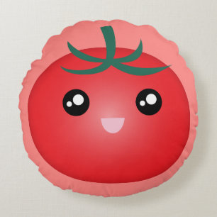 Coussins Ronds Cartoon Kawaii Cute Happy Face Tomato Emoji
