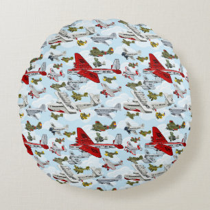 Coussins Ronds Cartoon rétro avions motif tissu couverture