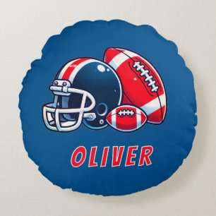 Coussins Ronds Casque de balle de football Caricature Birthday Bo