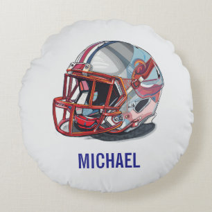 Coussins Ronds Casque de football Pop Art Nom motivationnel