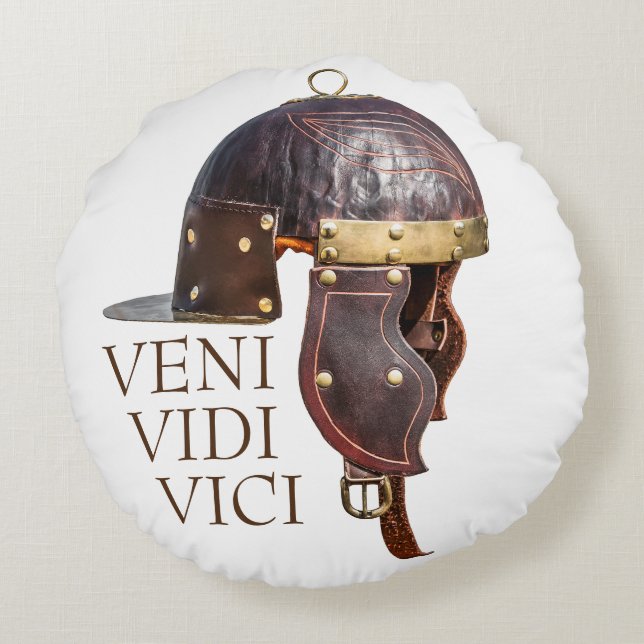 Coussins Ronds Casque militaire romain antique - Veni, Vidi, Vici (Dos)