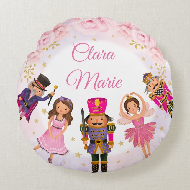Coussins Ronds Casse-noisette florale rose rousse Ballerina Baby  (Devant)