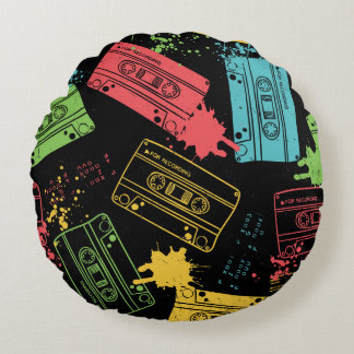 Coussins Ronds Cassettes Cool style années 90