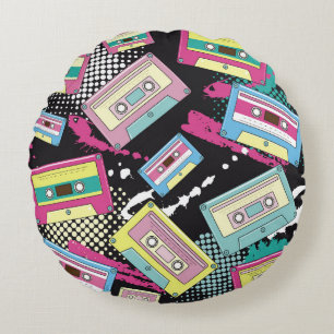 Coussins Ronds cassettes multicolores sur une couture arrière - p