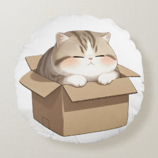 Coussins Ronds Cat in the Box 