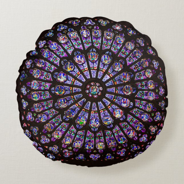 Coussins Ronds Cathédrale Notre-Dame de Paris Rose (Devant)