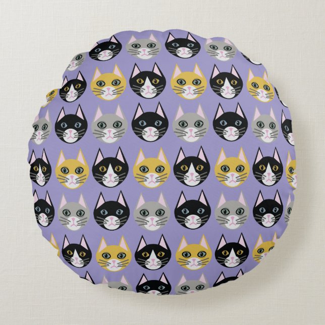 Coussins Ronds Cats purple (Devant)