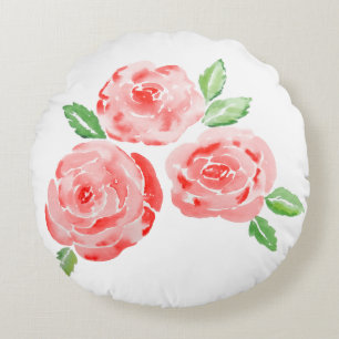 Coussins Ronds Ce sont des roses élégants aquarelles