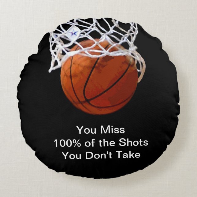 Coussins Ronds Célèbre Citation Motivationnelle Basketball (Devant)
