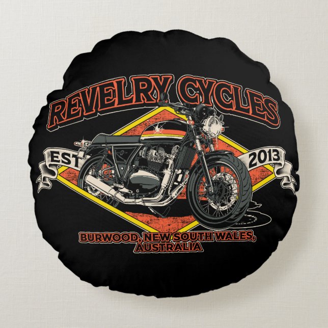 Coussins Ronds Célébrer 10 ans de Revelry Cycles Cushion (Devant)