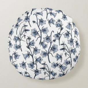 Coussins Ronds Cellules bleues, Cloches, Bellflowers