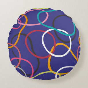 Coussins Ronds Cercles, bandes abstraites sans couture motif vint