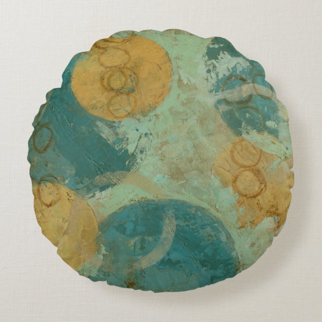 Coussins Ronds Cercles bleus et jaunes (Devant)