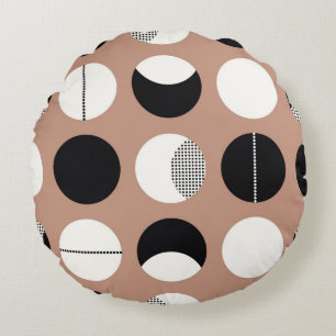 Coussins Ronds Cercles noirs et blancs motif sans soudure