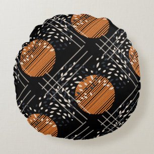 Coussins Ronds Cercles orange Motif Vintage Abstrait