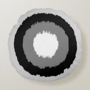 Coussins Ronds Cercles tribaux modernes de batik - nuances de gri