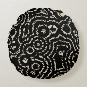 Coussins Ronds Cercles vintages en noir et blanc
