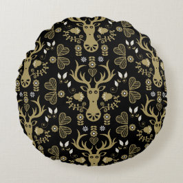 Coussins Ronds Cerf d'art populaire scandinave