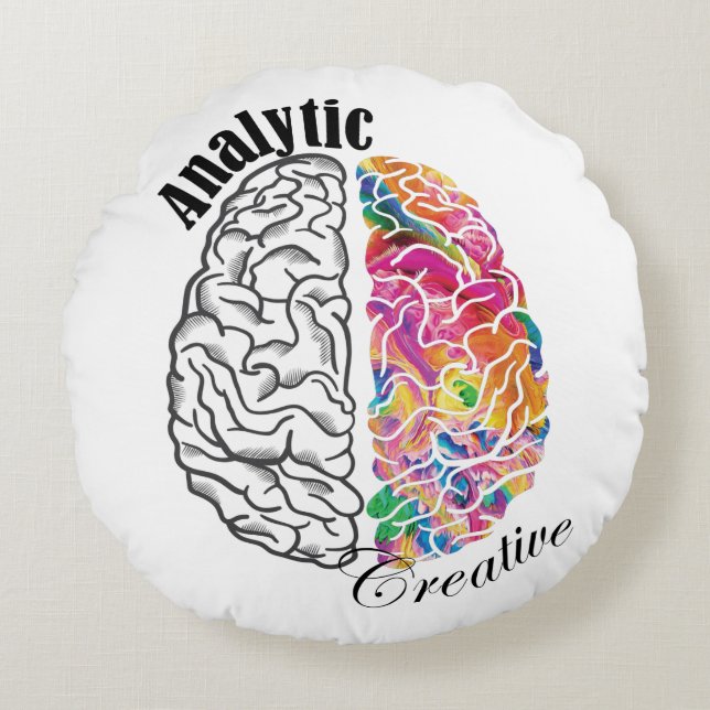Coussins Ronds Cerveau Créatif Analytique À Braine Droite (Devant)
