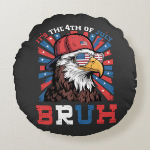 Coussins Ronds C'est le 4 juillet Bruh Aigle américain Patriotiqu