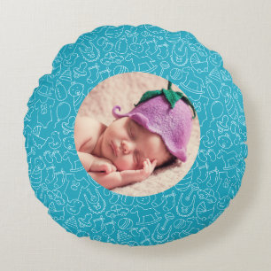 Coussins Ronds C'est un Baby shower bleu garçon personnalisé