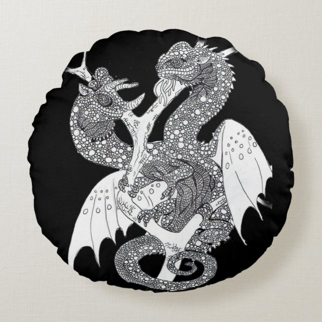 Coussins Ronds Chameleon Hydra Dragon (Devant)